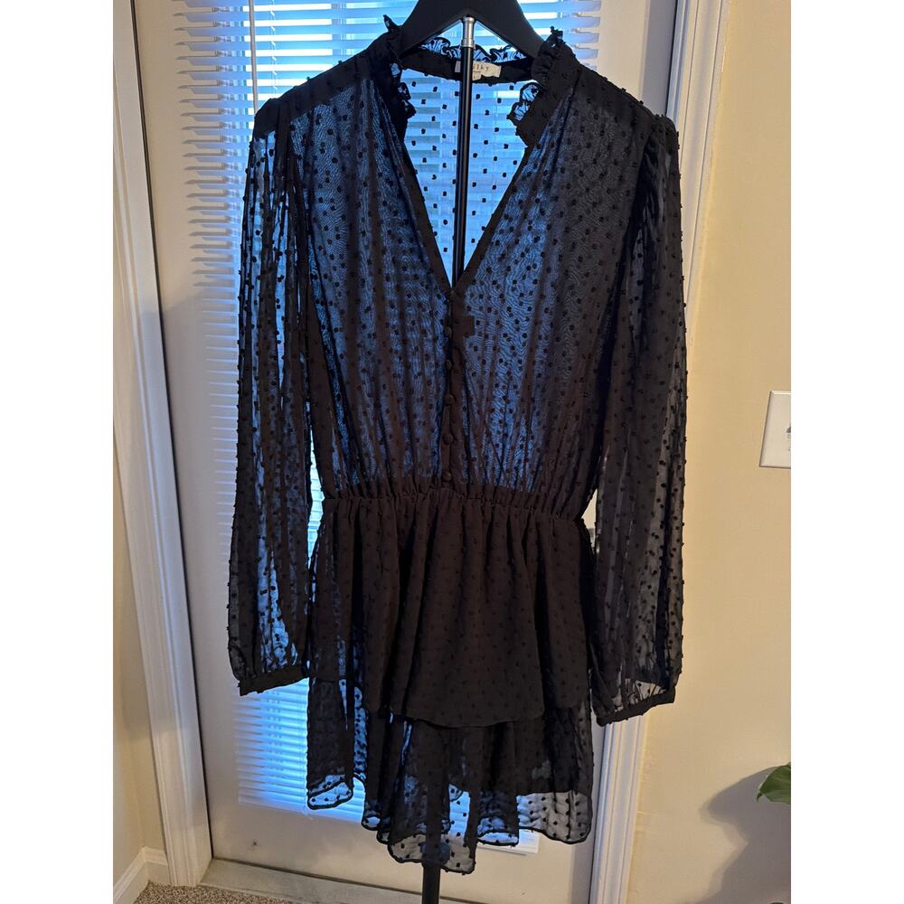 Kilky Paris Swiss Dod Ruffle Dress EUC Black L